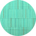 Round Abstract Turquoise Contemporary Rug, con690turq