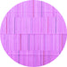 Round Abstract Purple Contemporary Rug, con690pur