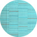 Round Abstract Light Blue Contemporary Rug, con690lblu