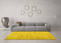 Machine Washable Abstract Yellow Contemporary Rug, wshcon690yw
