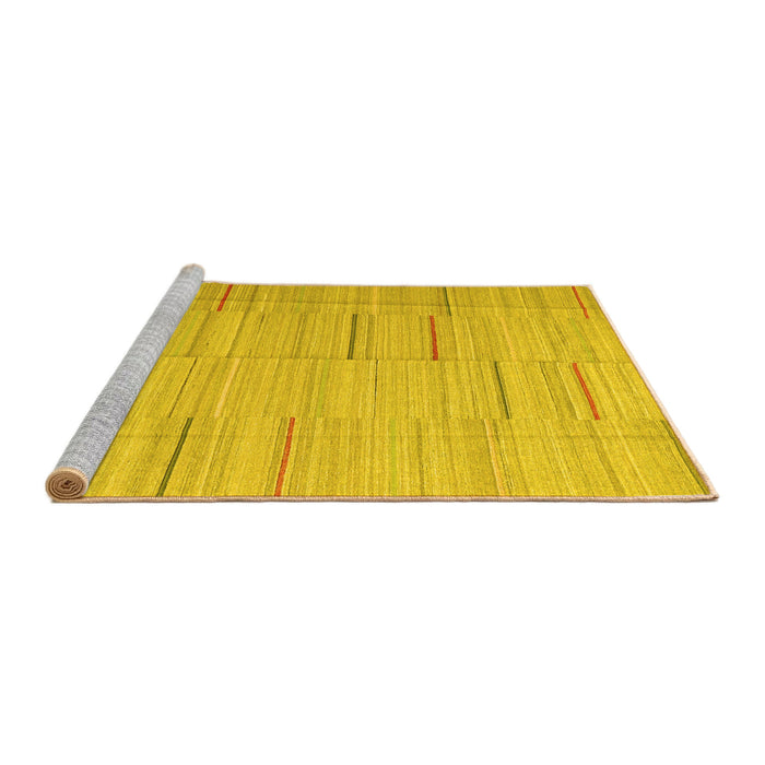 Sideview of Machine Washable Abstract Yellow Contemporary Rug, wshcon690yw