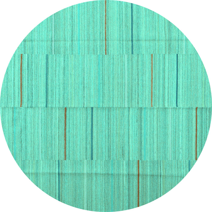 Round Machine Washable Abstract Turquoise Contemporary Area Rugs, wshcon690turq