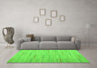 Machine Washable Abstract Green Contemporary Area Rugs in a Living Room,, wshcon690grn