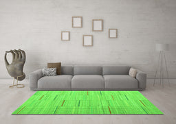 Machine Washable Abstract Green Contemporary Area Rugs in a Living Room,, wshcon690grn