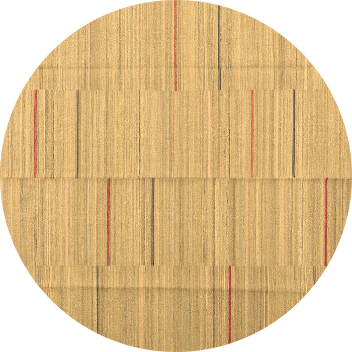 Round Abstract Brown Contemporary Rug, con690brn
