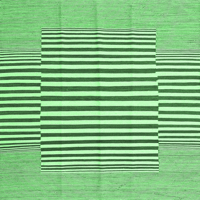 Square Machine Washable Solid Emerald Green Modern Area Rugs, wshcon691emgrn