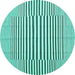 Round Machine Washable Solid Turquoise Modern Area Rugs, wshcon691turq