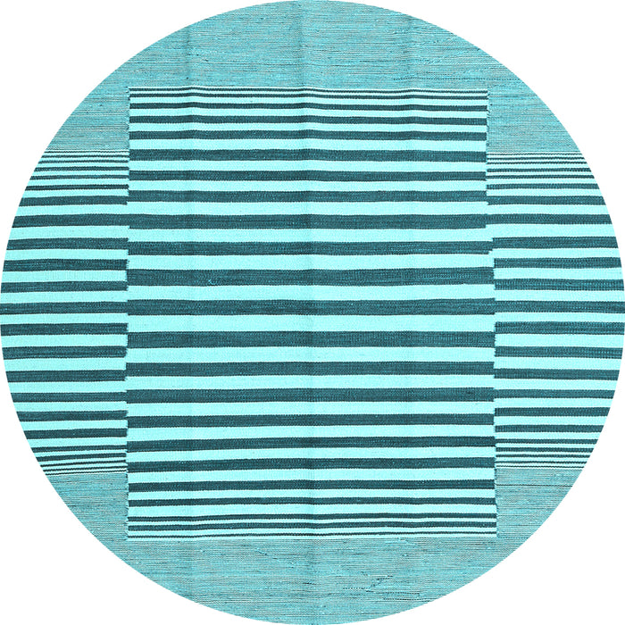 Round Machine Washable Solid Light Blue Modern Rug, wshcon691lblu
