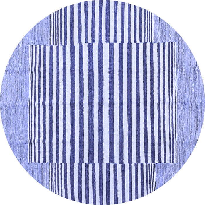 Round Solid Blue Modern Rug, con691blu