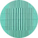 Round Solid Turquoise Modern Rug, con691turq