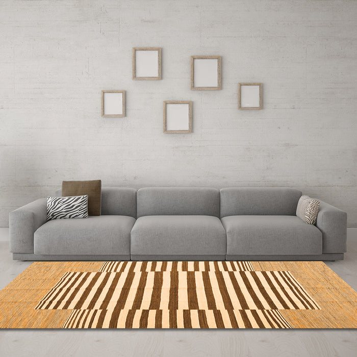 Machine Washable Solid Orange Modern Area Rugs in a Living Room, wshcon691org
