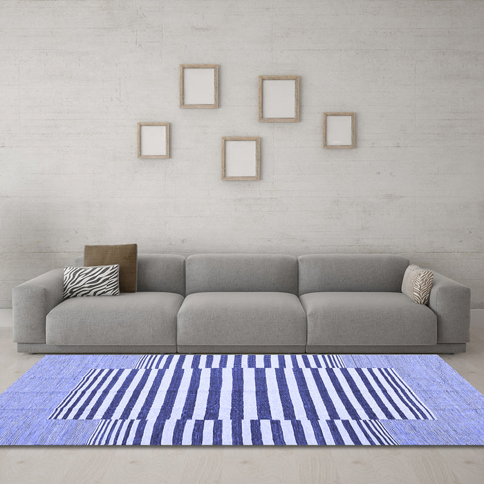 Machine Washable Solid Blue Modern Rug in a Living Room, wshcon691blu