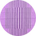 Round Machine Washable Solid Purple Modern Area Rugs, wshcon691pur