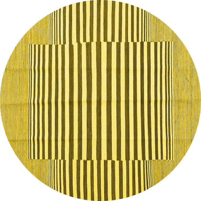 Round Machine Washable Solid Yellow Modern Rug, wshcon691yw