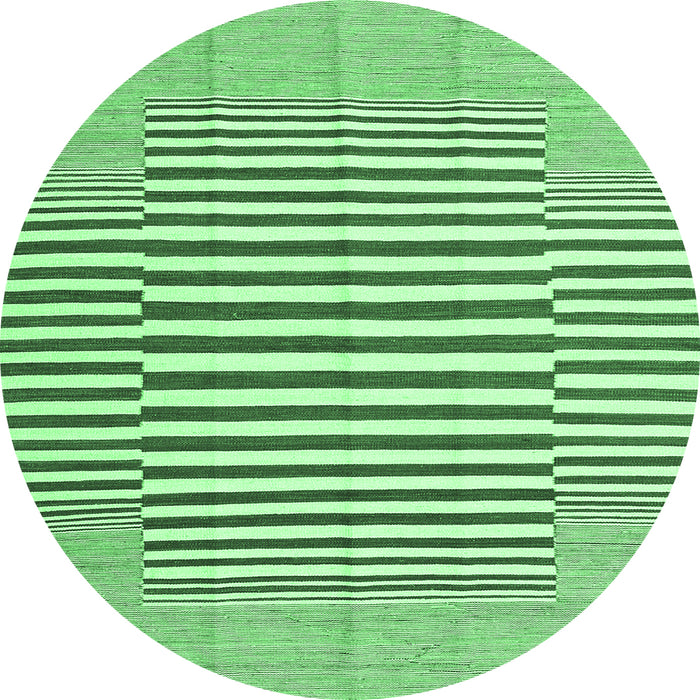 Round Machine Washable Solid Emerald Green Modern Area Rugs, wshcon691emgrn