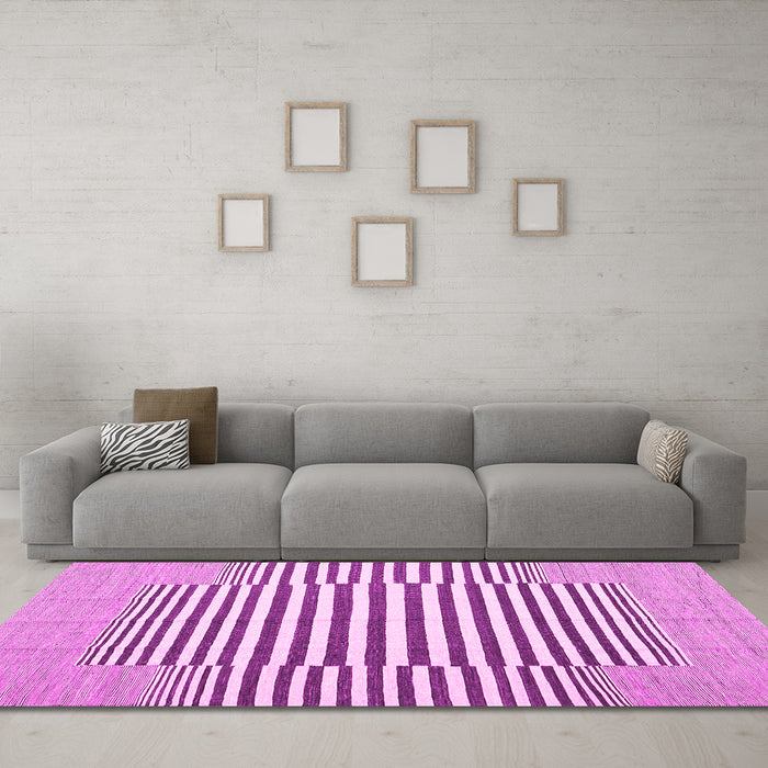 Machine Washable Solid Pink Modern Rug in a Living Room, wshcon691pnk