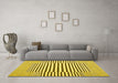 Machine Washable Solid Yellow Modern Rug in a Living Room, wshcon691yw
