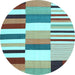 Round Southwestern Light Blue Country Rug, con692lblu