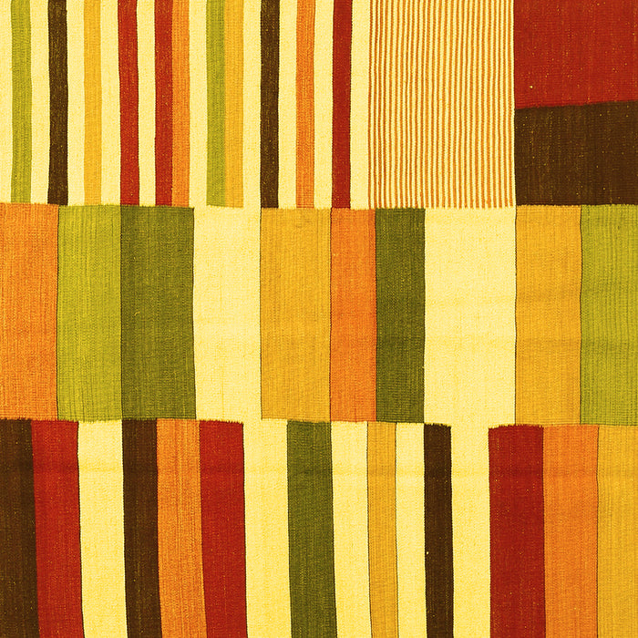 Square Machine Washable Southwestern Yellow Country Rug, wshcon692yw