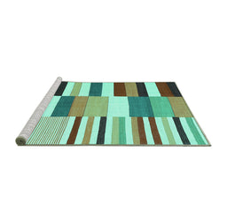 Sideview of Machine Washable Southwestern Turquoise Country Area Rugs, wshcon692turq