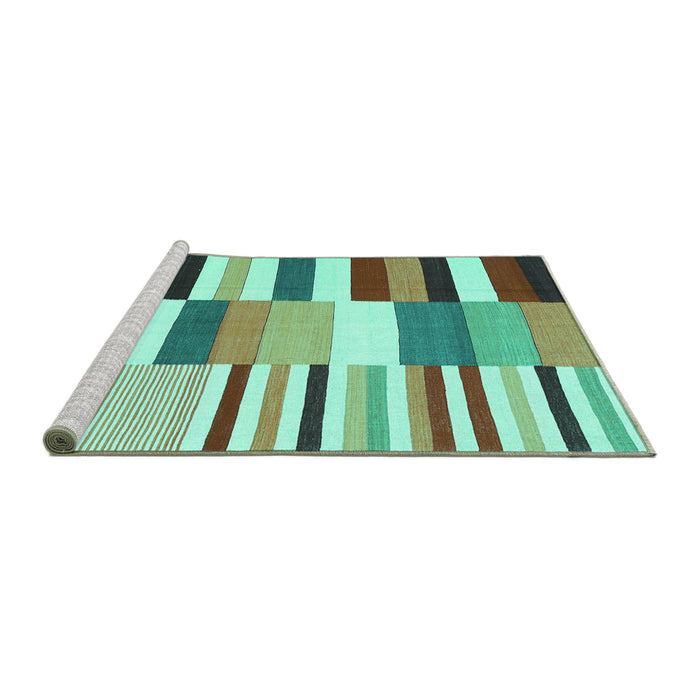 Sideview of Machine Washable Southwestern Turquoise Country Area Rugs, wshcon692turq
