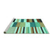 Sideview of Machine Washable Southwestern Turquoise Country Area Rugs, wshcon692turq