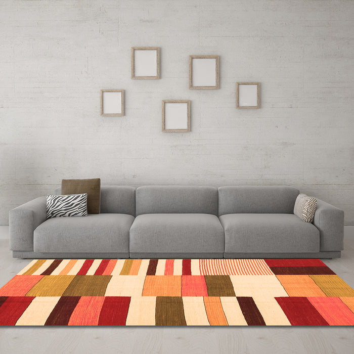 Machine Washable Southwestern Orange Country Area Rugs in a Living Room, wshcon692org