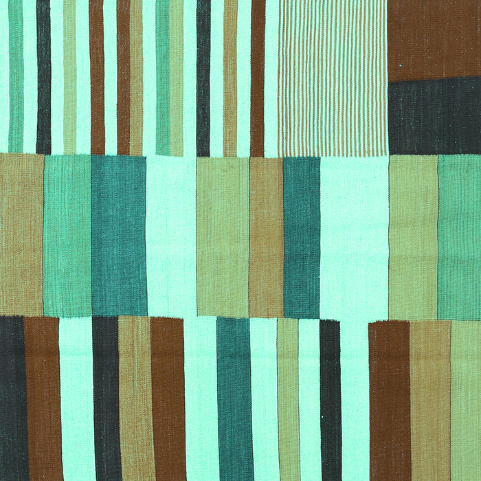 Square Machine Washable Southwestern Turquoise Country Area Rugs, wshcon692turq