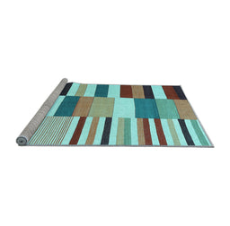 Sideview of Machine Washable Southwestern Light Blue Country Rug, wshcon692lblu