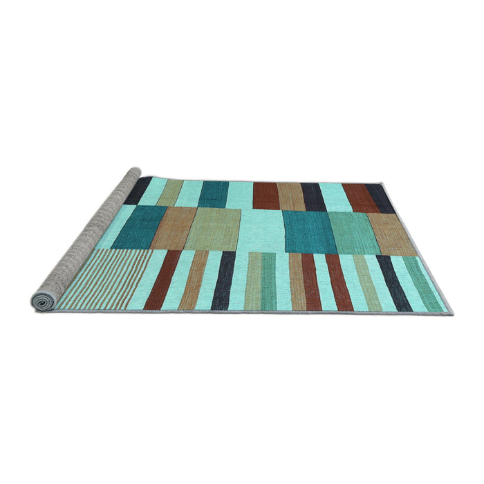 Sideview of Machine Washable Southwestern Light Blue Country Rug, wshcon692lblu