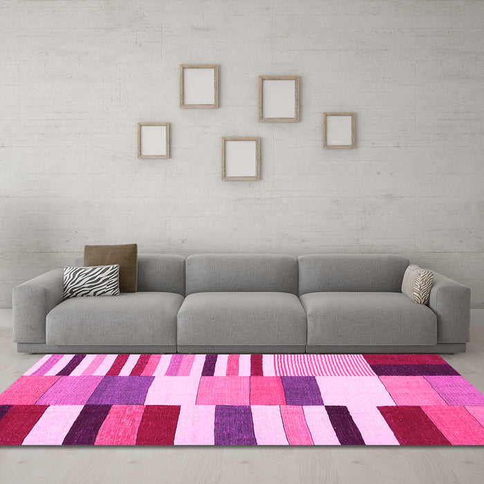 Machine Washable Southwestern Pink Country Rug in a Living Room, wshcon692pnk