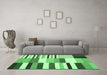 Machine Washable Southwestern Emerald Green Country Area Rugs in a Living Room,, wshcon692emgrn