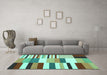 Machine Washable Southwestern Turquoise Country Area Rugs in a Living Room,, wshcon692turq