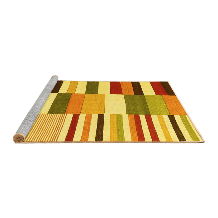 Sideview of Machine Washable Southwestern Yellow Country Rug, wshcon692yw