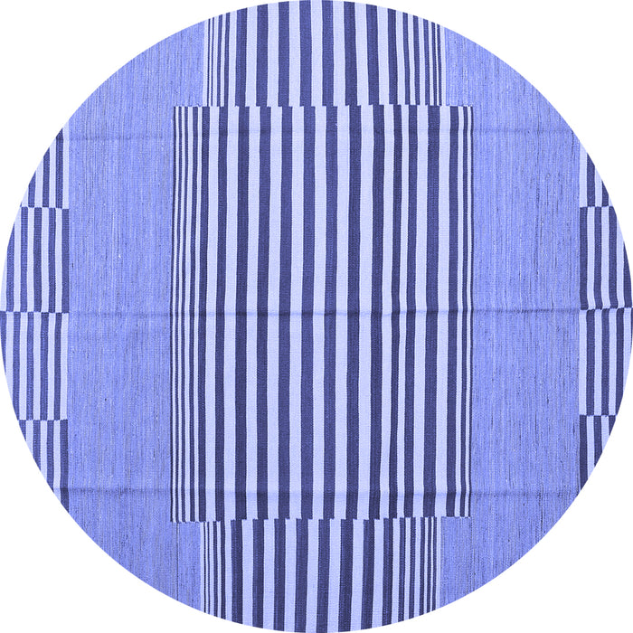 Round Abstract Blue Contemporary Rug, con693blu