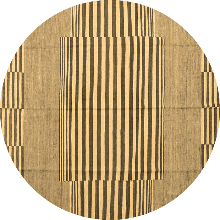 Round Abstract Brown Contemporary Rug, con693brn