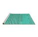 Sideview of Machine Washable Abstract Turquoise Contemporary Area Rugs, wshcon693turq