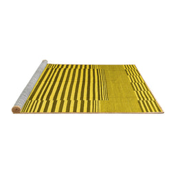 Sideview of Machine Washable Abstract Yellow Contemporary Rug, wshcon693yw