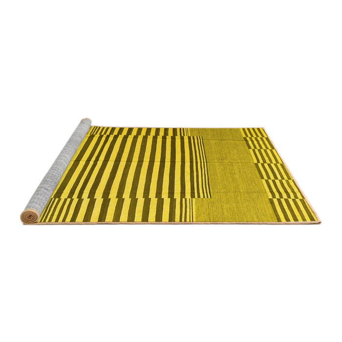 Sideview of Machine Washable Abstract Yellow Contemporary Rug, wshcon693yw