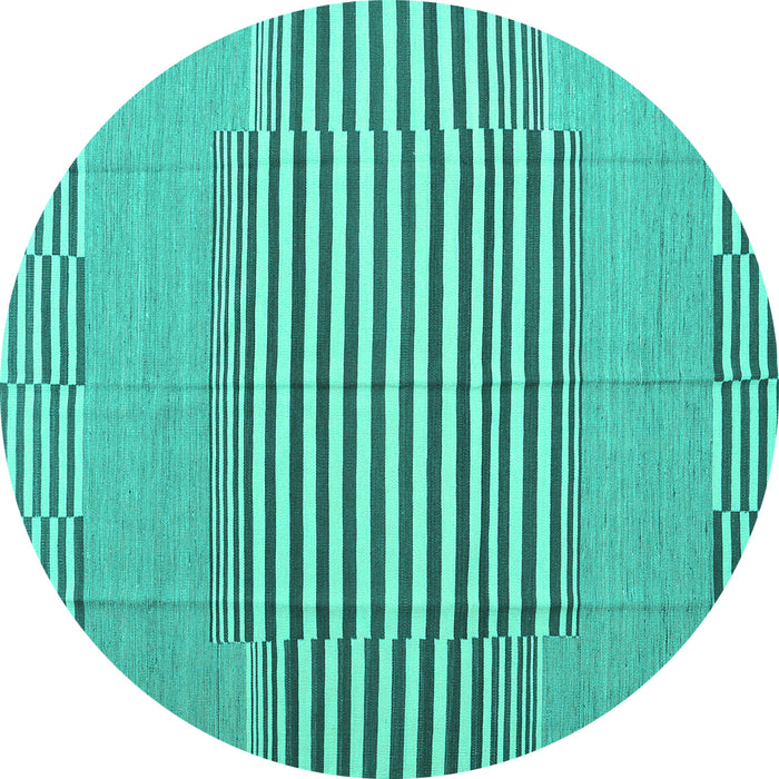 Round Abstract Turquoise Contemporary Rug, con693turq