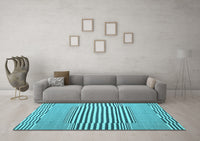 Machine Washable Abstract Light Blue Contemporary Rug, wshcon693lblu