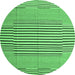 Round Machine Washable Abstract Emerald Green Contemporary Area Rugs, wshcon693emgrn