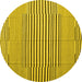 Round Abstract Yellow Contemporary Rug, con693yw