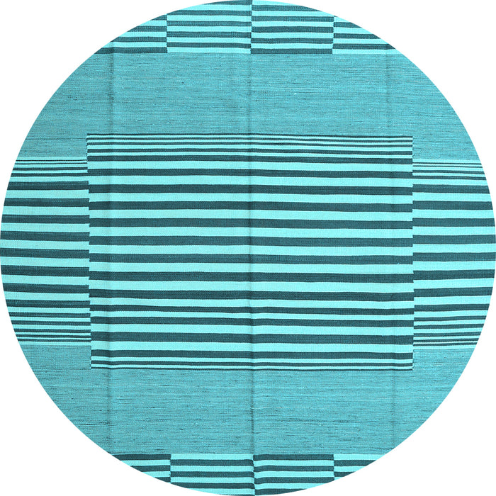 Round Abstract Light Blue Contemporary Rug, con693lblu