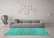 Machine Washable Abstract Turquoise Contemporary Area Rugs in a Living Room,, wshcon693turq