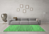 Machine Washable Abstract Emerald Green Contemporary Rug, wshcon693emgrn