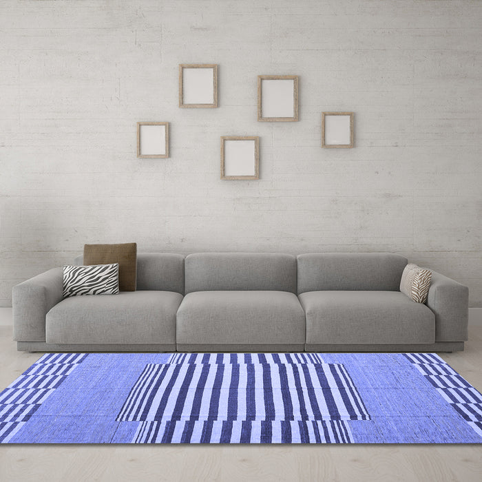 Machine Washable Abstract Blue Contemporary Rug in a Living Room, wshcon693blu
