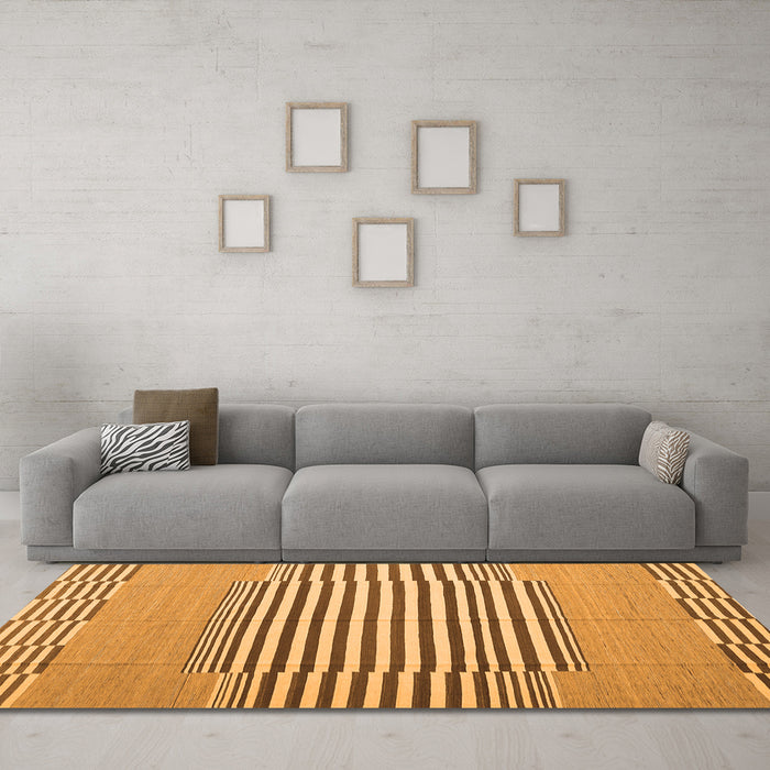 Machine Washable Abstract Orange Contemporary Area Rugs in a Living Room, wshcon693org