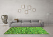 Machine Washable Southwestern Green Country Area Rugs in a Living Room,, wshcon694grn