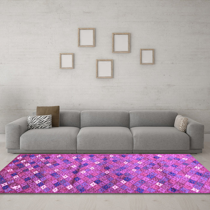 Machine Washable Southwestern Purple Country Area Rugs in a Living Room, wshcon694pur